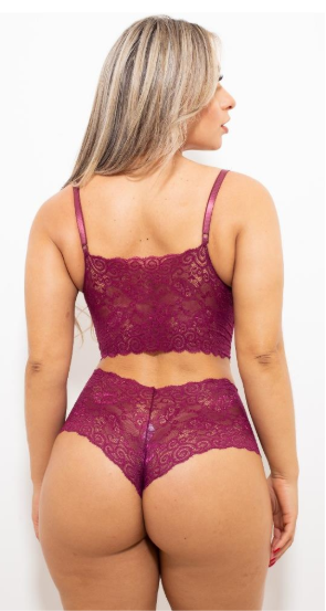 CONJUNTO LINGERIE SEM BOJO RENDA CALEÇON